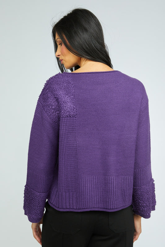OLIVIA BY HABITAT TEXTURE BLOCK SWEATER - VIOLET