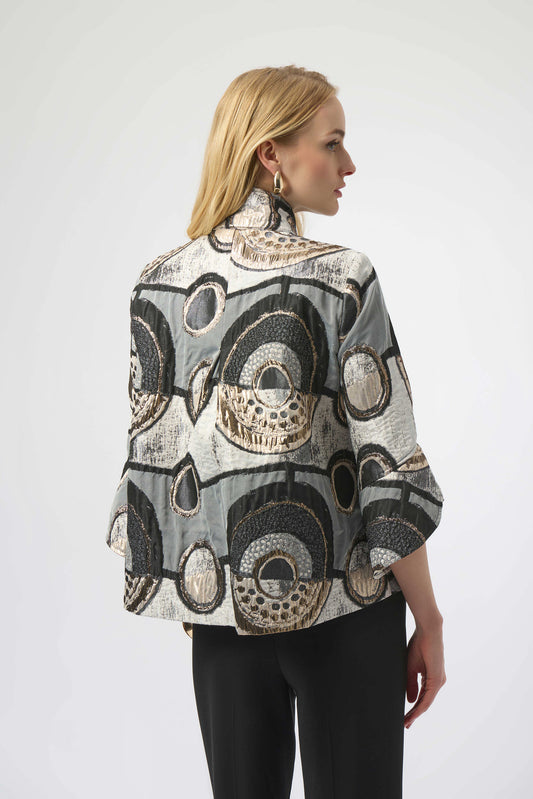 JOSEPH RIBKOFF ABSTRACT JAQUARD JACKET - BLACK MULTI