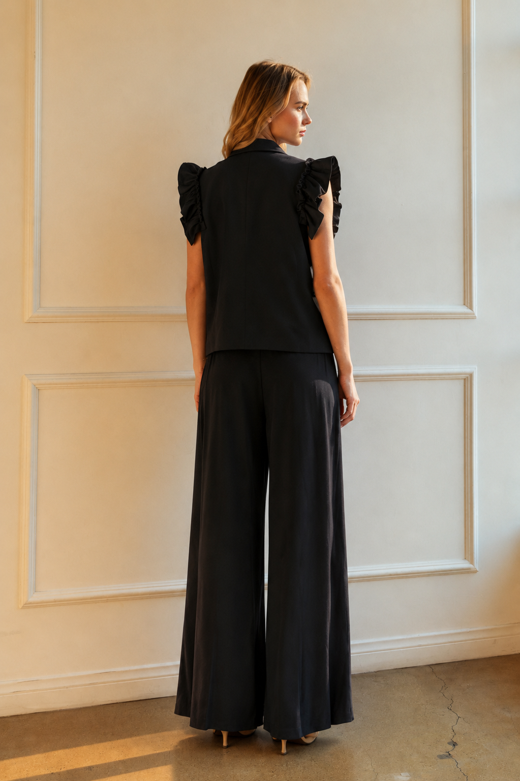 JOH WESSA PALAZZO WOVEN PANT - BLACK