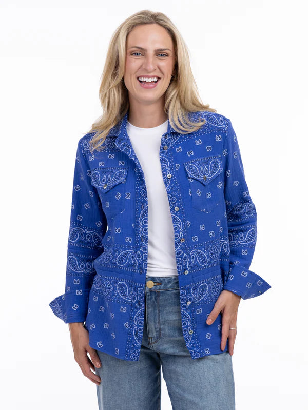 SHANNON PASSERO BANDANA SHIRT - ROYAL BLUE