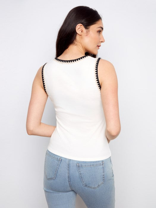CHARLIE B INTER KNIT TANK - ECRU