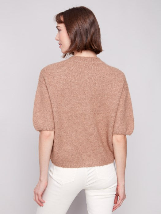 *SALE* CHARLIE B ELBOW-SLEEVE BALLOON SWEATER - TAN
