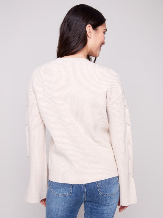 *SALE* CHARLIE B SWEATER W/ CABLE DETAIL - OATMEAL