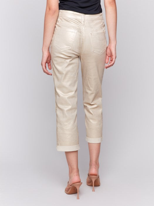 *SALE* CHARLIE B FOIL CUFF STRAIGHT LEG - NATURAL