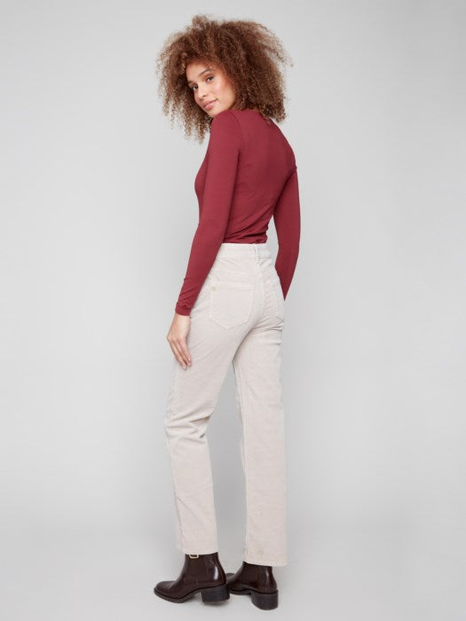 *SALE* CHARLIE B STRAIGHT LEG CORDUROY PANT - OATMEAL
