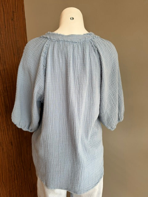 DYLAN JOLIE TOP WITH FRINGE - BABY BLUE