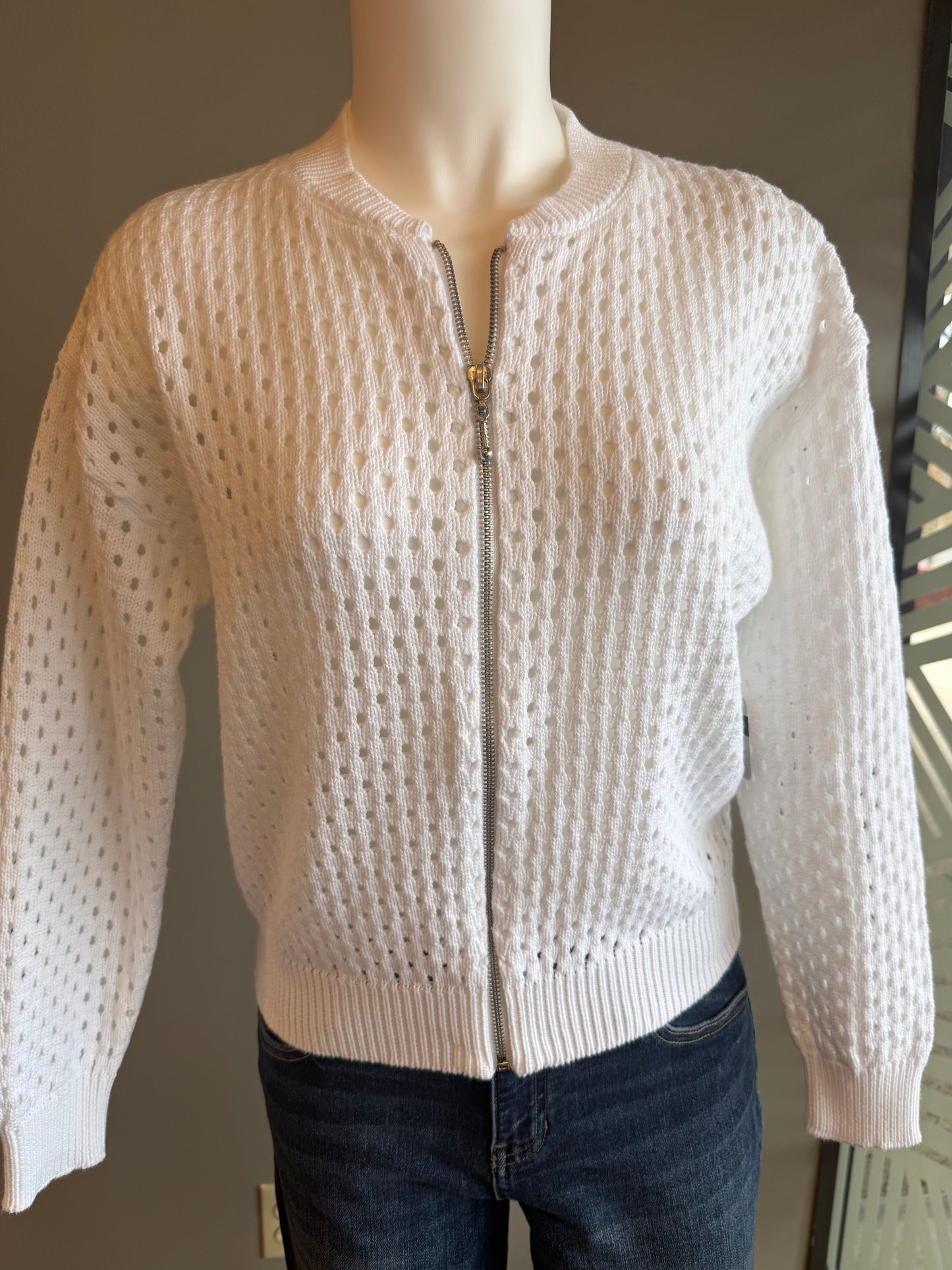 SALE PBJ FULL ZIP CARDIGAN - WHITE