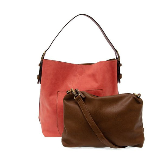 JOY ACCESSORIES CLASSIC HOBO HANDBAG - LIVING CORAL