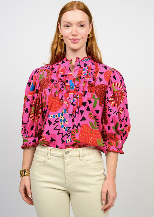 IVY JANE CHARMING SNAKES TOP - HOT PINK MULTI