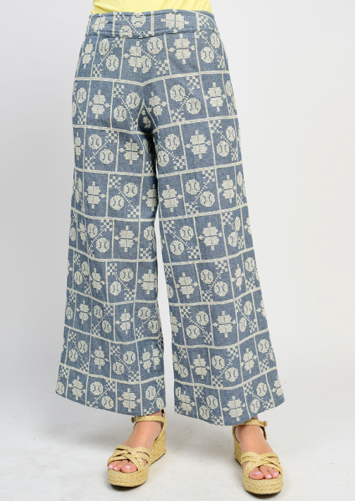 SALE IVY JANE EMBROIDERED PANT - INDIGO BLUE