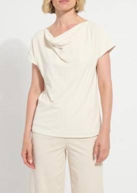 LYSSE ENSLEY COWL NECK TOP - CREAM