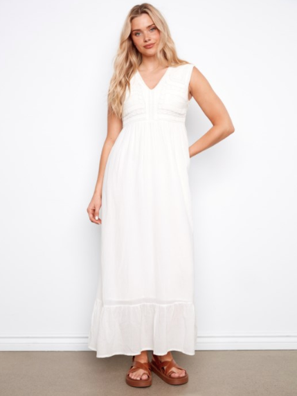 CHARLIE B APPLLIQUE MAXI DRESS - NATURAL