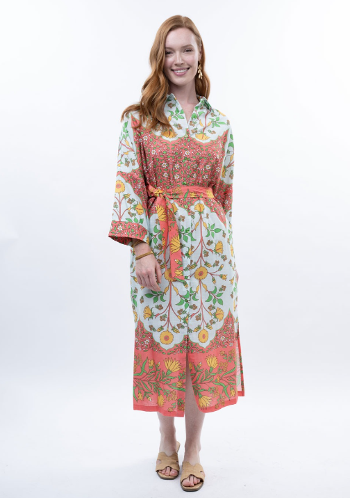 UNCLE FRANK BORDERED SHIRT DRESS - MULTI