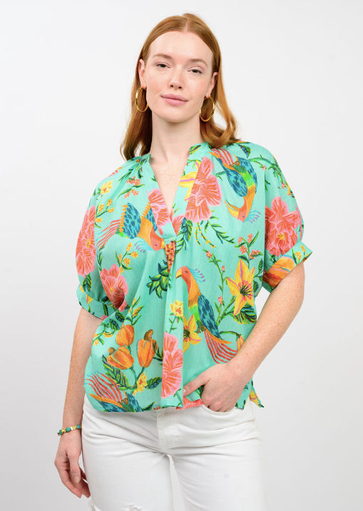 IVY JANE TROPICAL PRINT TOP - MULTI