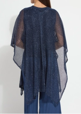 LYSSE RIVA MESH SEQUIN SHRUG - NAVY BLUE