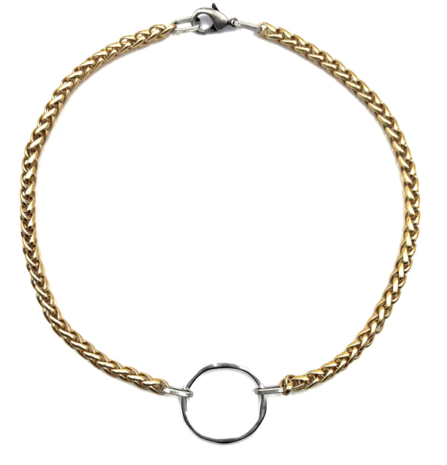 LJ SONDER DARCY NECKLACE - GOLD CHAIN SILVER CIRCLE
