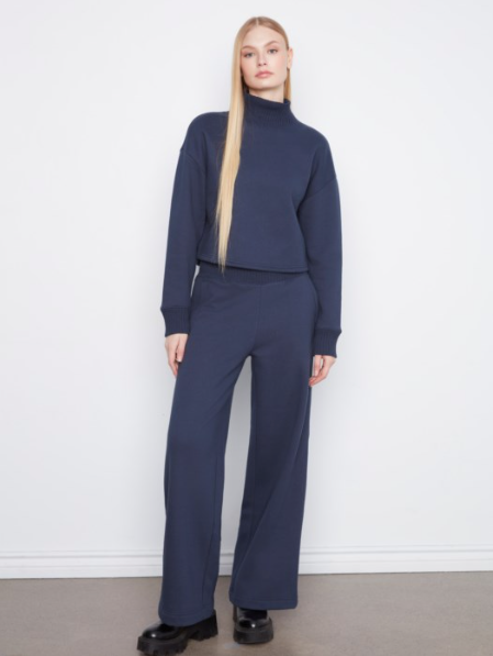 CHARLIE B SWEATSHIRT WITH MOC NECK - MIDNIGHT