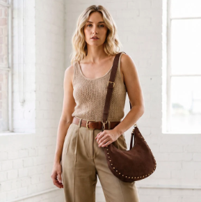 AHDORNED BRIE CHOCOLATE STUDDED BAG