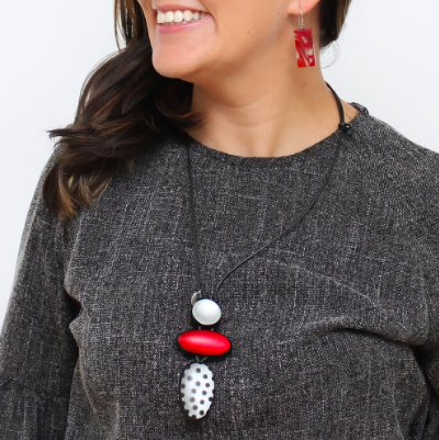 SYLCA MIDORI POLKA DOT STATEMENT PENDANT - RED