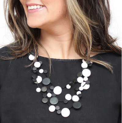 SYLCA MULTI STRAND MILLIE NECKLACE - BLACK AND WHITE