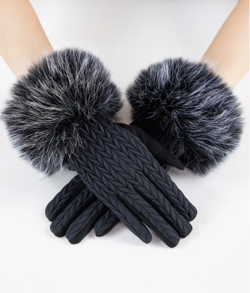 ORIGINAL USA STOCK STITCH FAUX FUR - BLACK