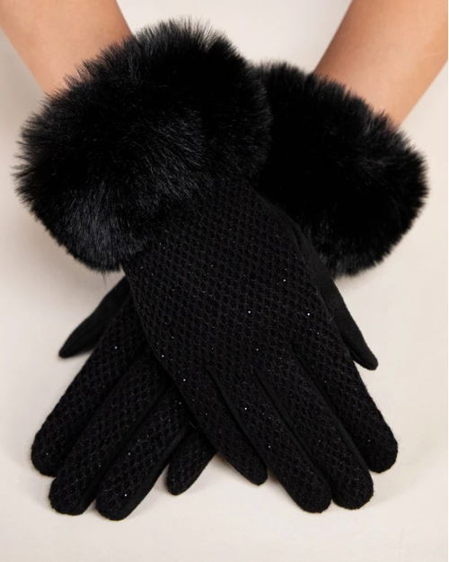 ORIGINAL USA WINTER SHIMMER VEGAN GLOVES - BLACK