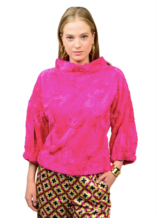 IVY JANE FAUX FUR POPOVER - CERISE