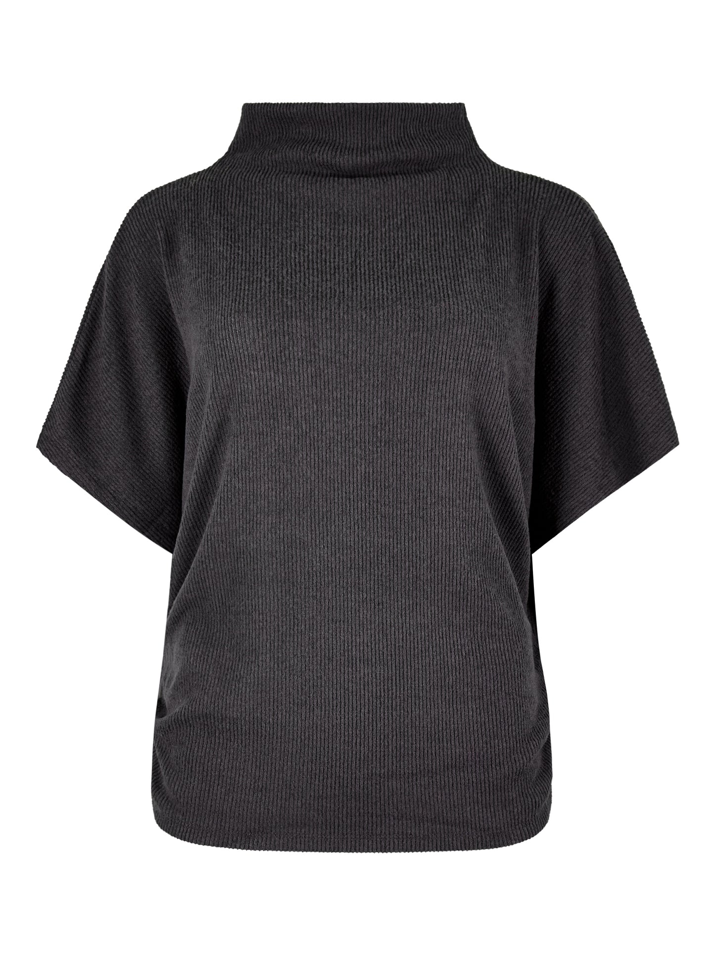 APRICOT SOFT TOUCH RUCHED TOP - CHARCOAL