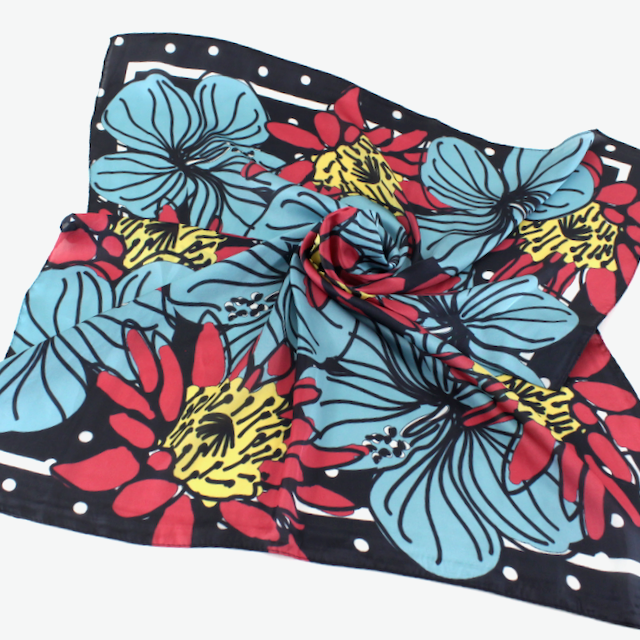 PRETTY PERSUASIONS SQUARE SCARF - BLACK MULTI