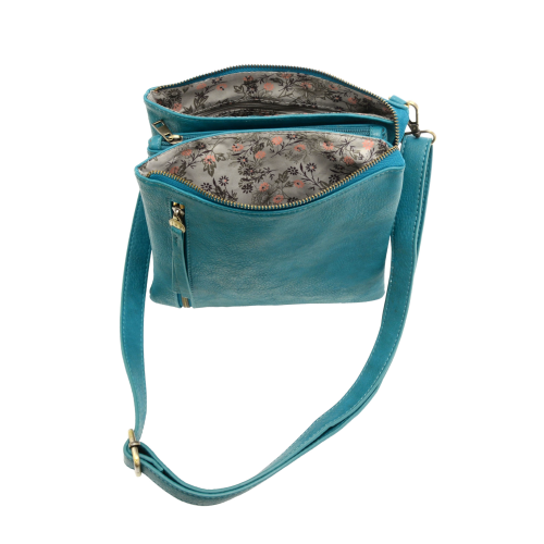 JOY ACCESSORIES DAWN MULTIPOCKET CROSSBODY PURSE - TEAL BLUE