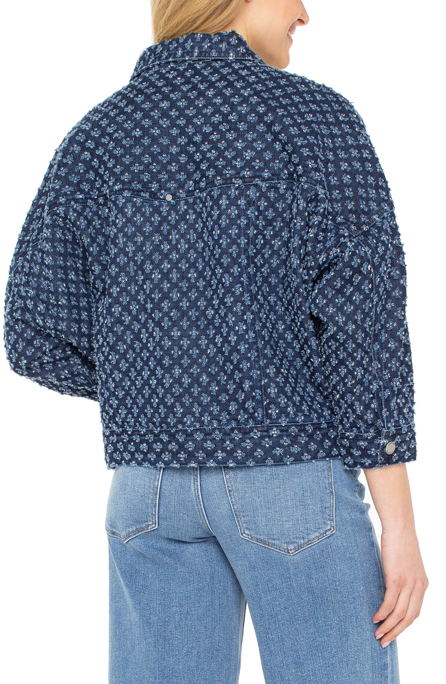 LIVERPOOL CROP EASY TRUCKER JACKET - DENIM