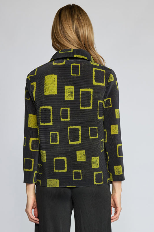 OLIVIA BY HABITAT PARISIAN PLEATS PRINT NIGHT OUT JACKET - PEAR