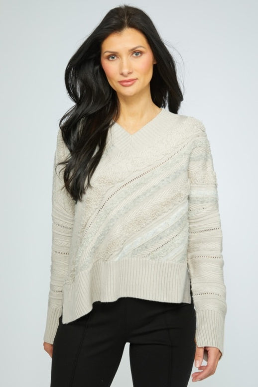 SALE OLIVIA BY HABITAT MIXED MEDIA PULLOVER - CLOUD