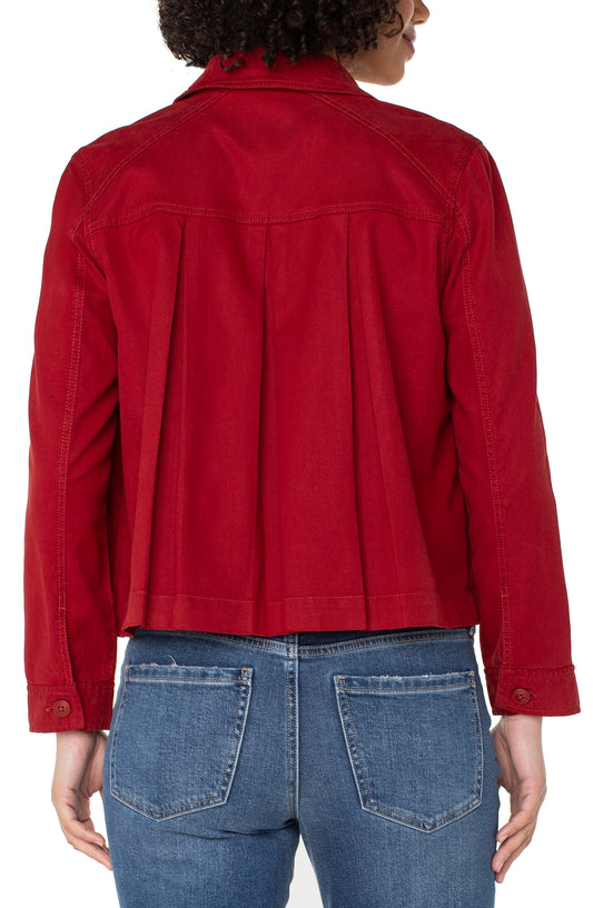 LIVERPOOL PLEATED CROPPED JACKET - RED