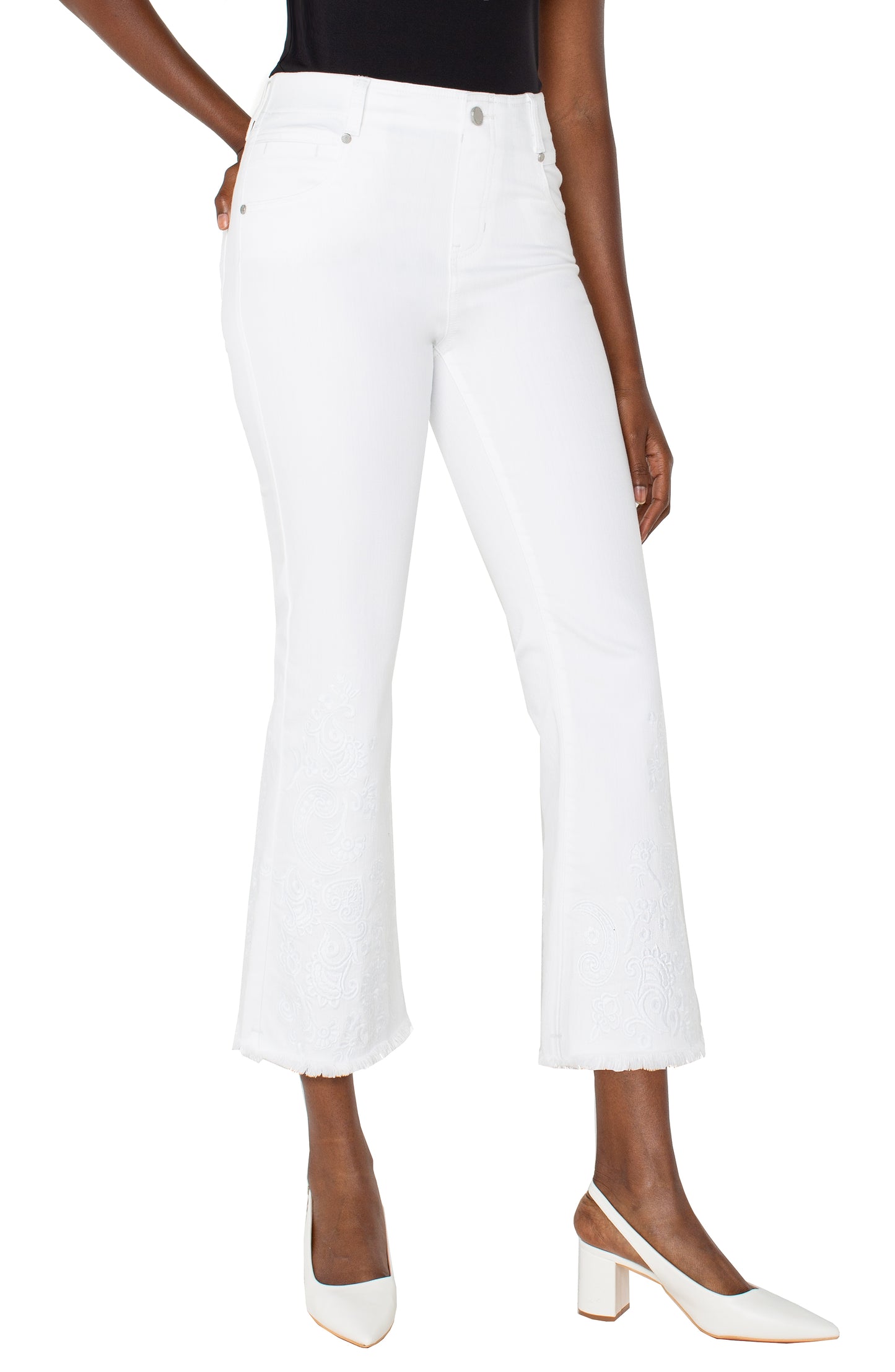 *SALE* LIVERPOOL GIA GLIDER CROPPED FLARE - WHITE