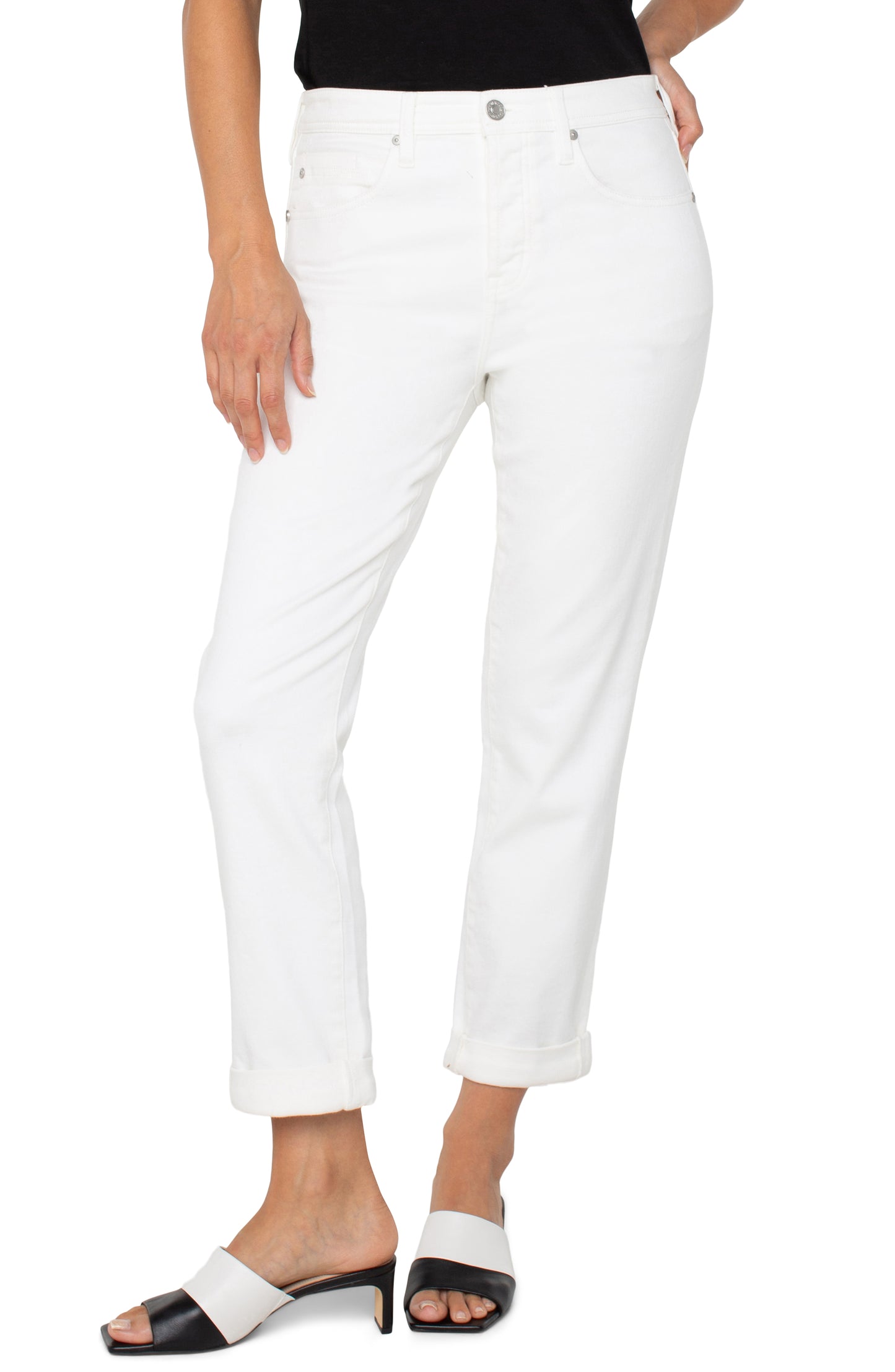 LIVERPOOL BOYFRIEND ROLLED CUFF WHITE JEAN
