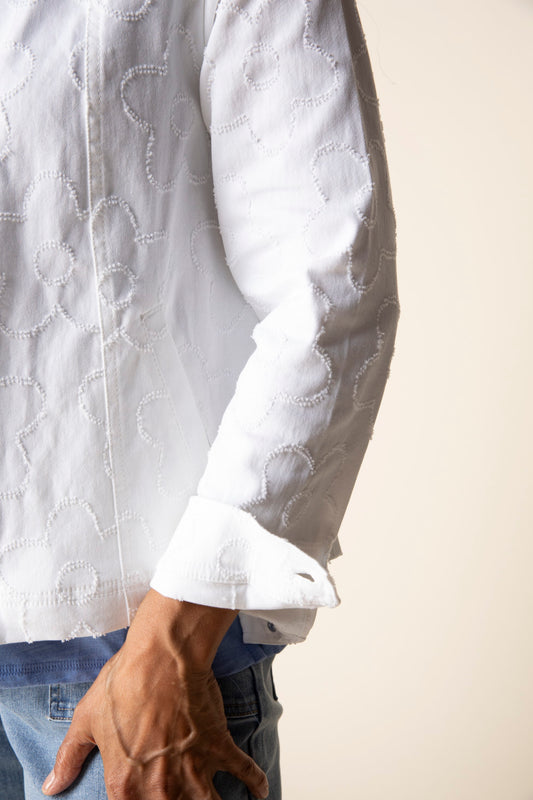 HABITAT ETCHED FLOWER PLEAT BACK JACKET - WHITE