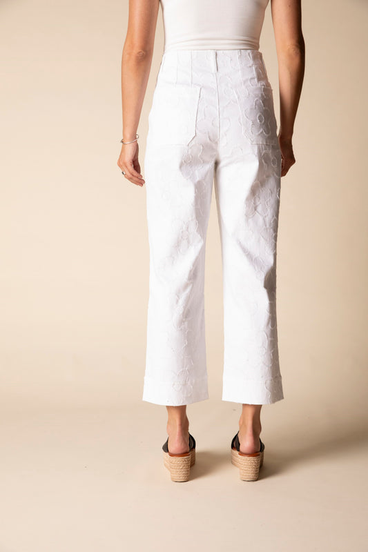 HABITAT ETCHED FLOWER CROP JEAN - WHITE