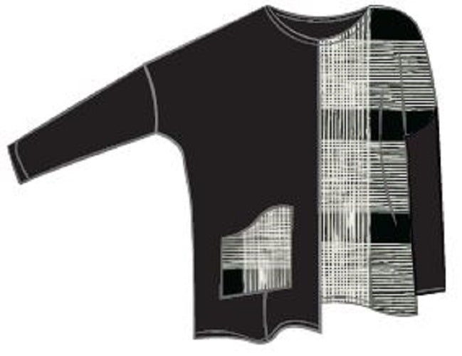HABITAT ETCH TOP - BLACK AND CASHEW PLAID