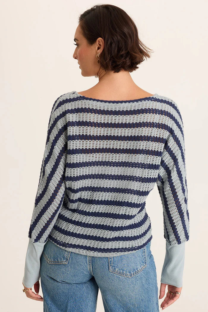 XCVI GOWAN LONG SLEEVE - NAVY STRIPE