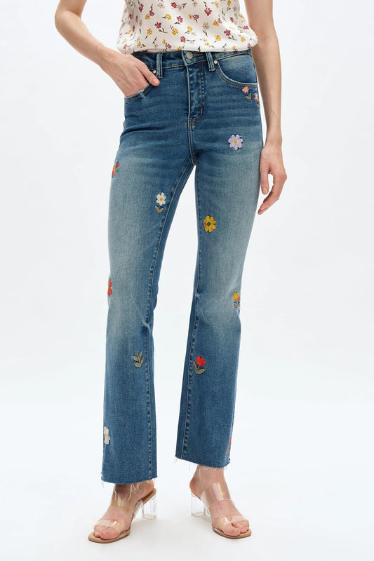 BAYEAS EMBROIDERED FLORAL DETAIL JEANS - DENIM