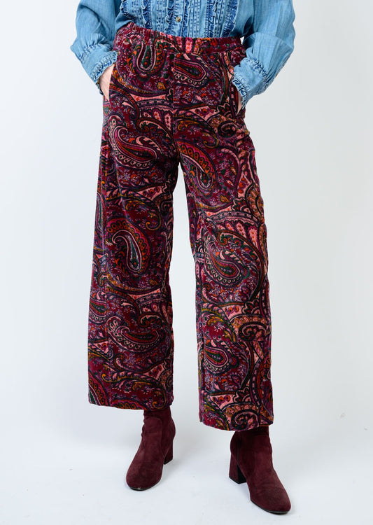 IVY JANE PULL-ON BARREL PANT - WINE MULTI