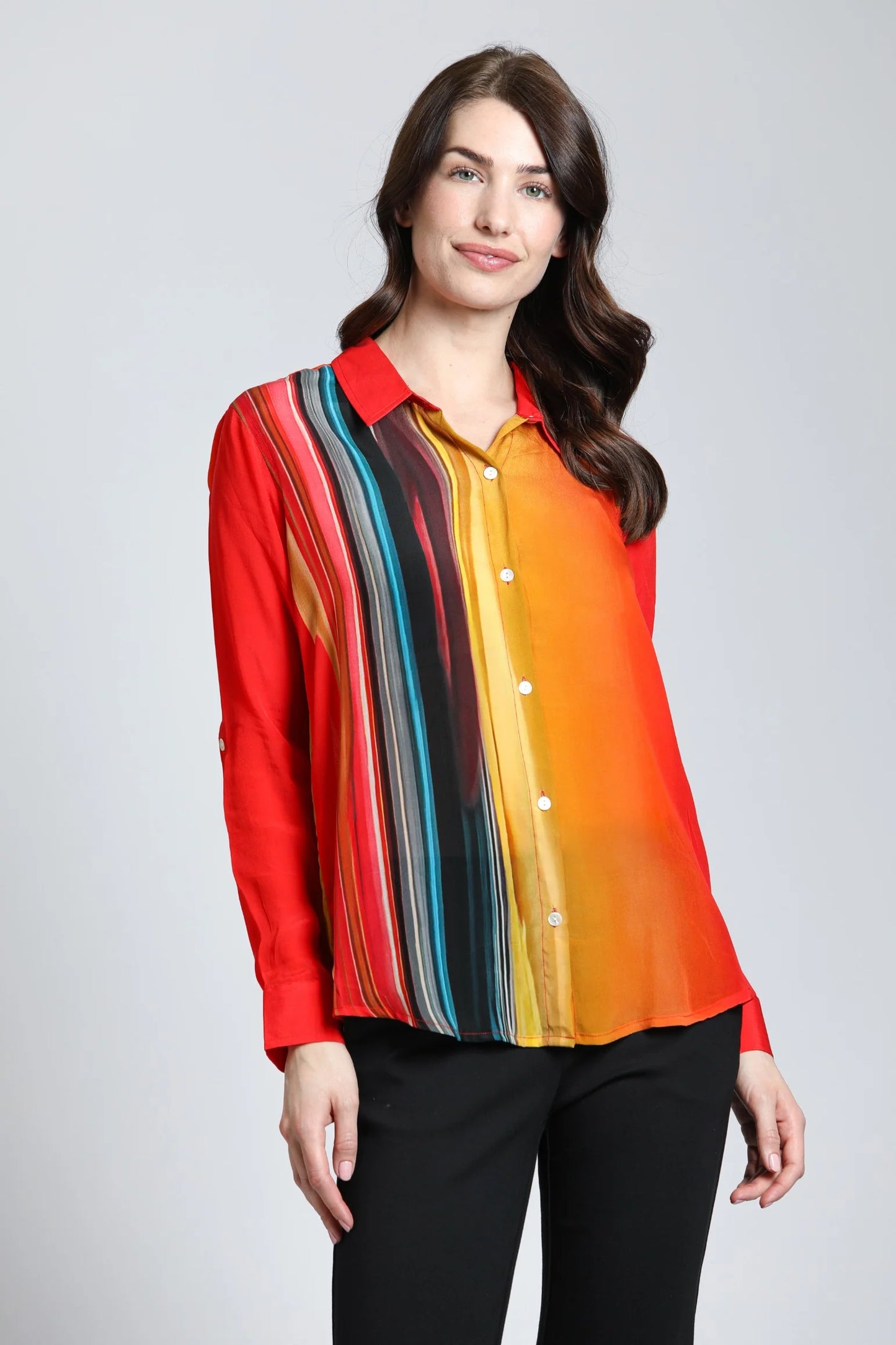 *SALE* AP NY BUTTON-UP ROLL-UP SLEEVE TOP