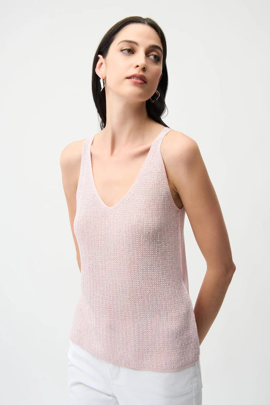JOSEPH RIBKOFF METALLIC KNIT CAMI - PINK