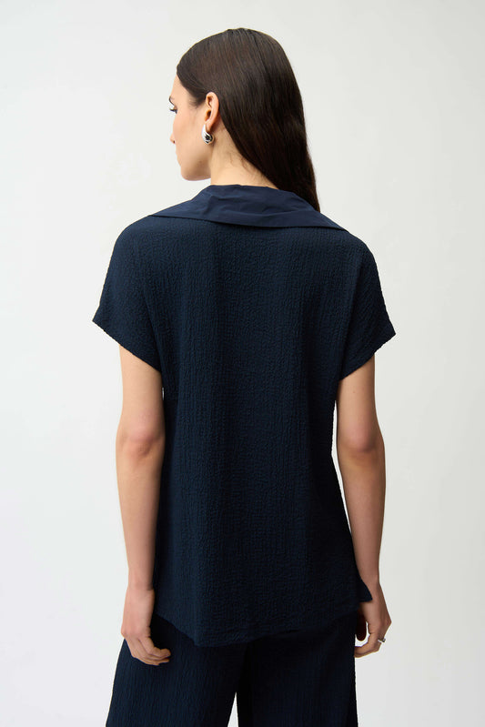 SALE JOSEPH RIBKOFF SEERSUCKER BOXY TOP - NAVY