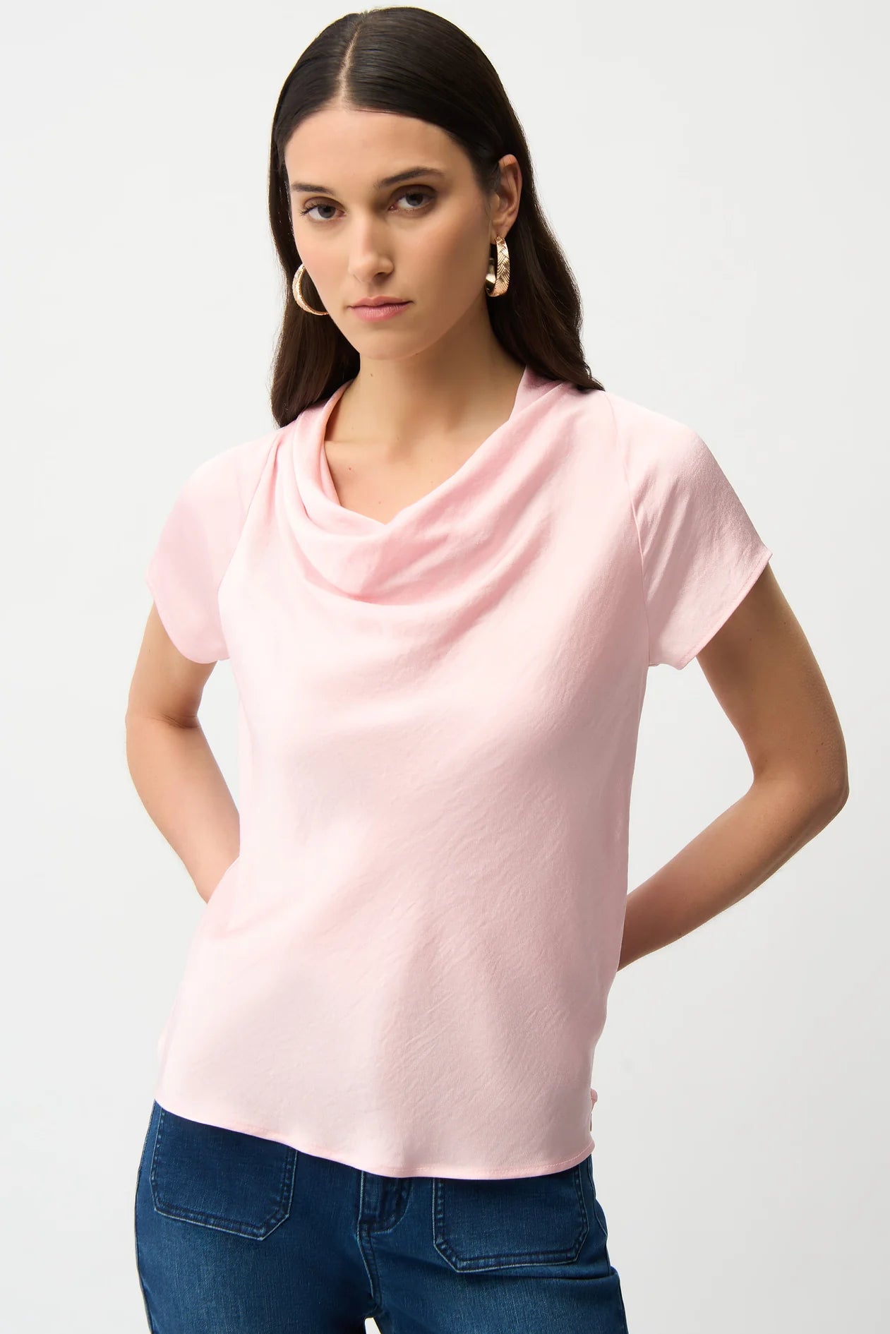 JOSEPH RIBKOFF RECYCLED SATIN TOP - PINK