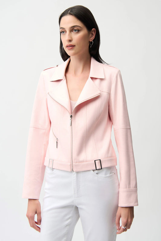 JOSEPH RIBKOFF FAUX SUEDE JACKET - PINK