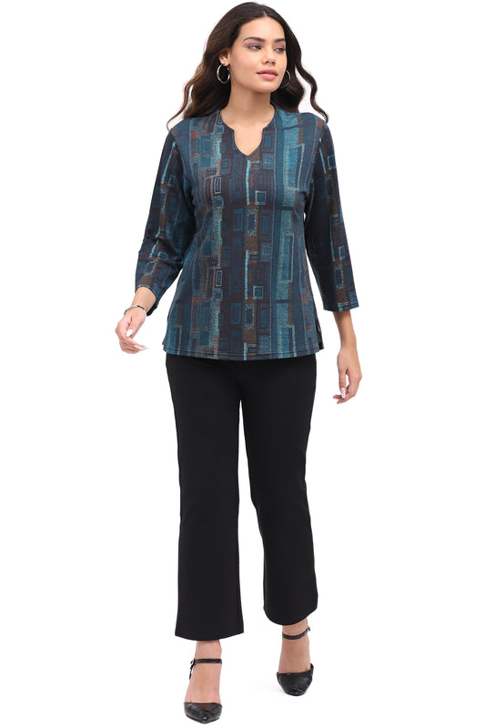 PARSLEY & SAGE JOLENE TOP - BLUE MULTI