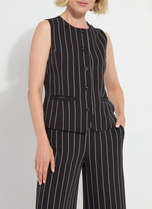 LYSSE AVA TAILORED VEST - BLACK & WHITE