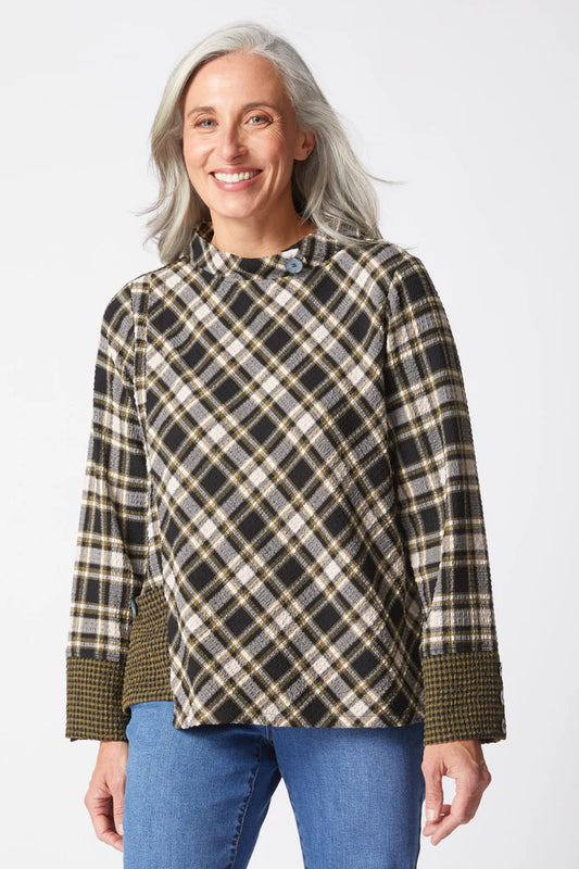 HABITAT ASYMETRICAL BUTTON CUFFED TOP - GREEN
